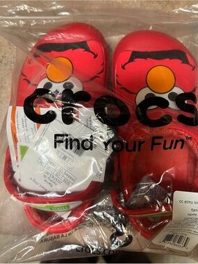 *BNWT & Bag- Crocs Kids Red Elmo Sesame Street Fur Lined Clogs Size 12/13*